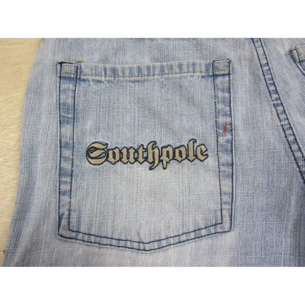 Vintage Y2K Southpole Baggy Loose Denim Jeans (34x33) Hip Hop Embroidered